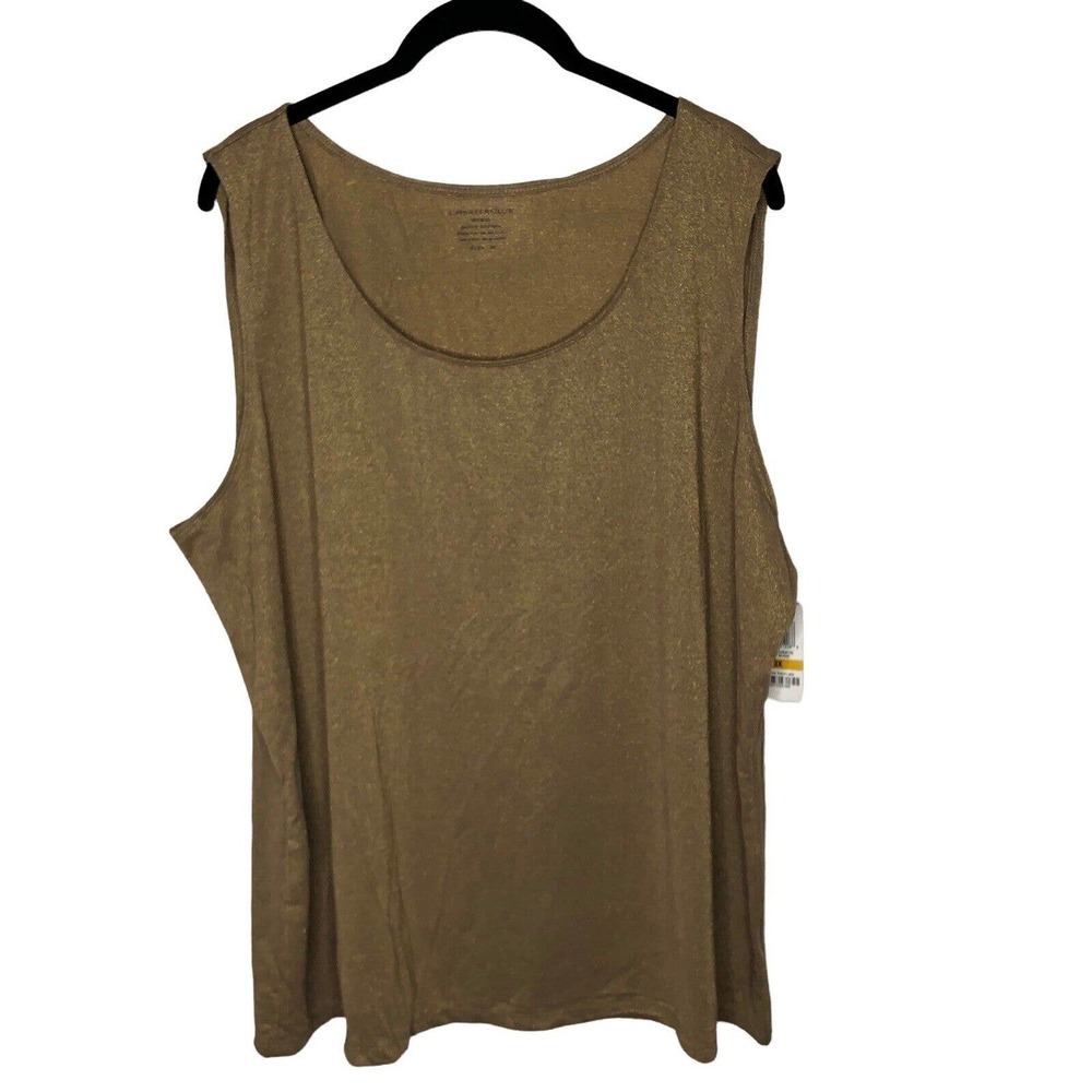 NWT Charter Club Womens‎ Gold Glittery Tank Size 3X Stretch Sleeveless
